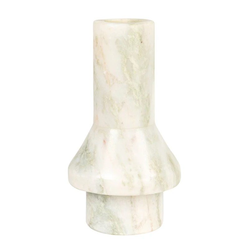 Hello Honey® 4.5" White & Green Verdant Marble Taper Candle Holder