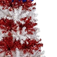 6ft. Pre-Lit Americana Tinsel Artificial Christmas Tree, Clear Lights