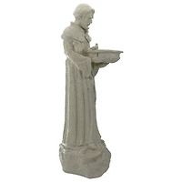 23.5" Speckled Ivory St. Francis of Assisi Religious Bird Feeder Outdoor Garden Statue