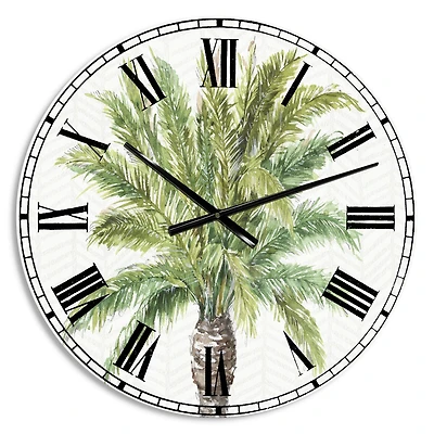 Designart 'Mixed Botanical Greens Palms Iv Farmhouse Wall Clock