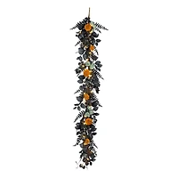 6ft. Black & Orange Halloween Pumpkin Pre-Lit LED Garland