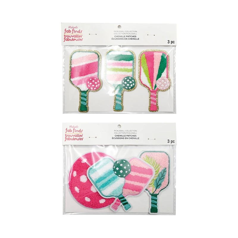 Assorted Pickleball Chenille Patches, 3pc. by Fab Finds