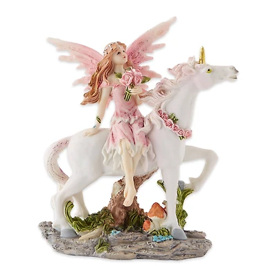 Magical Pink Fairy with Unicorn Figurine 5" x 2.25" x 6.5