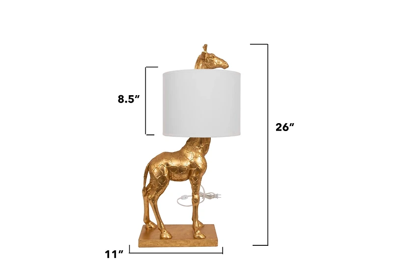 Hello Honey® 27.8" Gold Giraffe Lamp with Linen Shade