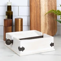 Hello Honey® 9.5" Whitewashed Farmhouse Square Wood & Metal Napkin Holder