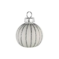 Glitter Striped White Glass Christmas Ornament with Place Card Holders, 6 ct.
