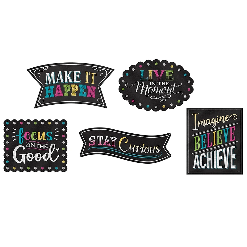 Teacher Created Resources® Chalkboard Brights Clingy Thingies® Positive Sayings Accents, 2 Packs of 10