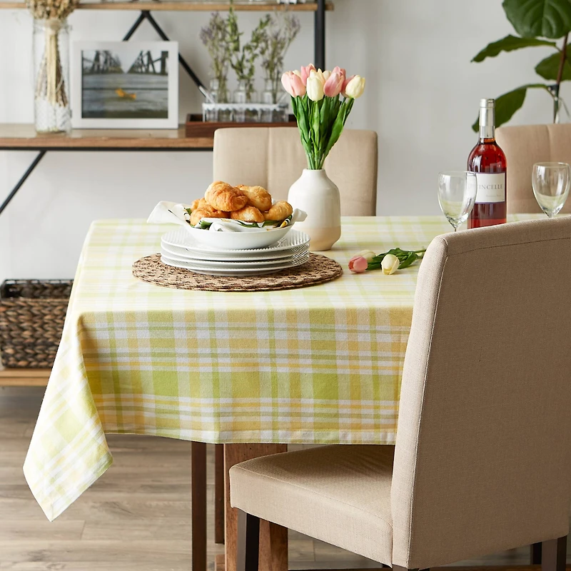 Lemon Bliss Plaid Tablecloth 52" x 52"