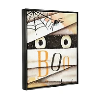 Stupell Industries Boo Creepy Eyes Peeking Framed Floater Canvas Wall Art
