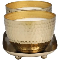 Mediterranean Fig Scented Candles in Gold Hammered Bowls Set