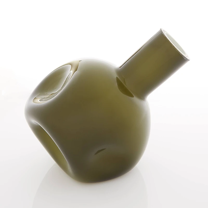 6" Hunter Green Abstract Vase