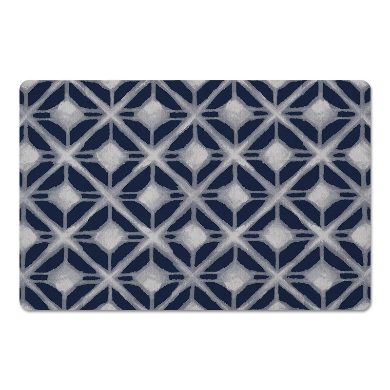 Navy and Gray Diamond 27" x 18" Floor Mat