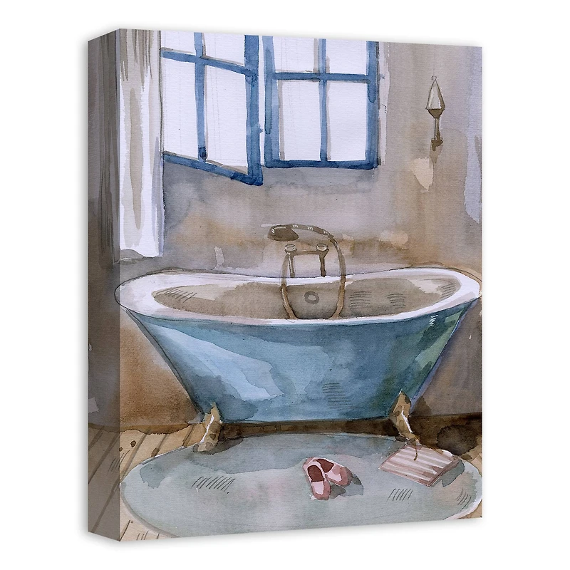Blue Bathroom 12" x 16" Canvas Wall Art