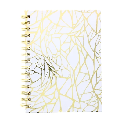 Art Alternatives Gold & White Web Spiral Fashion Dotted Line Journal, 6" x 8"