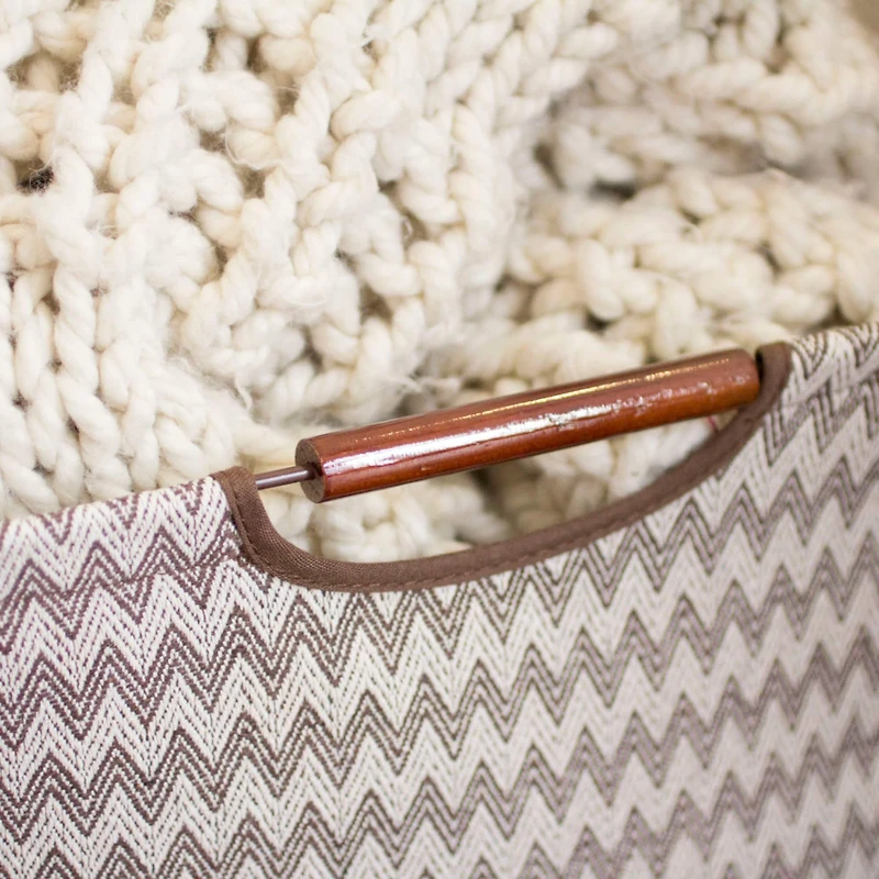 Household Essentials Storage Bin with Wood Handles (Medium, Chevron)