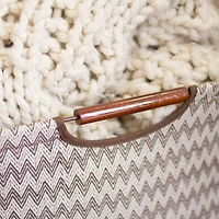 Household Essentials Storage Bin with Wood Handles (Medium, Chevron)