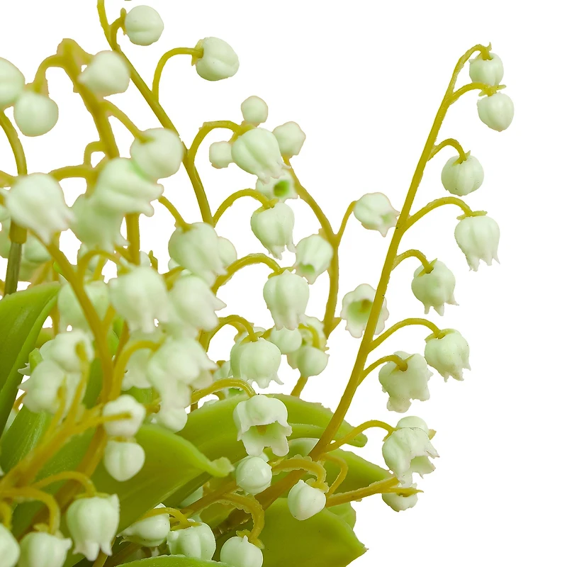 11" Lily-Of-The-Valley Flowers In White Basket