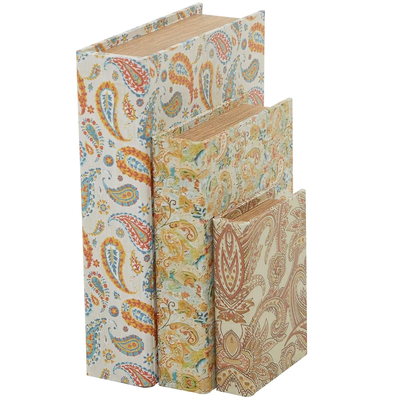 Paisley Canvas Faux Book Box Set