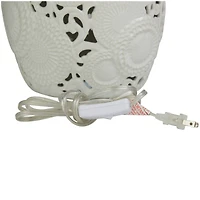 White Ceramic Cutout Floral Table Lamp 14" x 14" x 23"