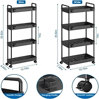 Black 4-Tier Slim Storage Cart Set