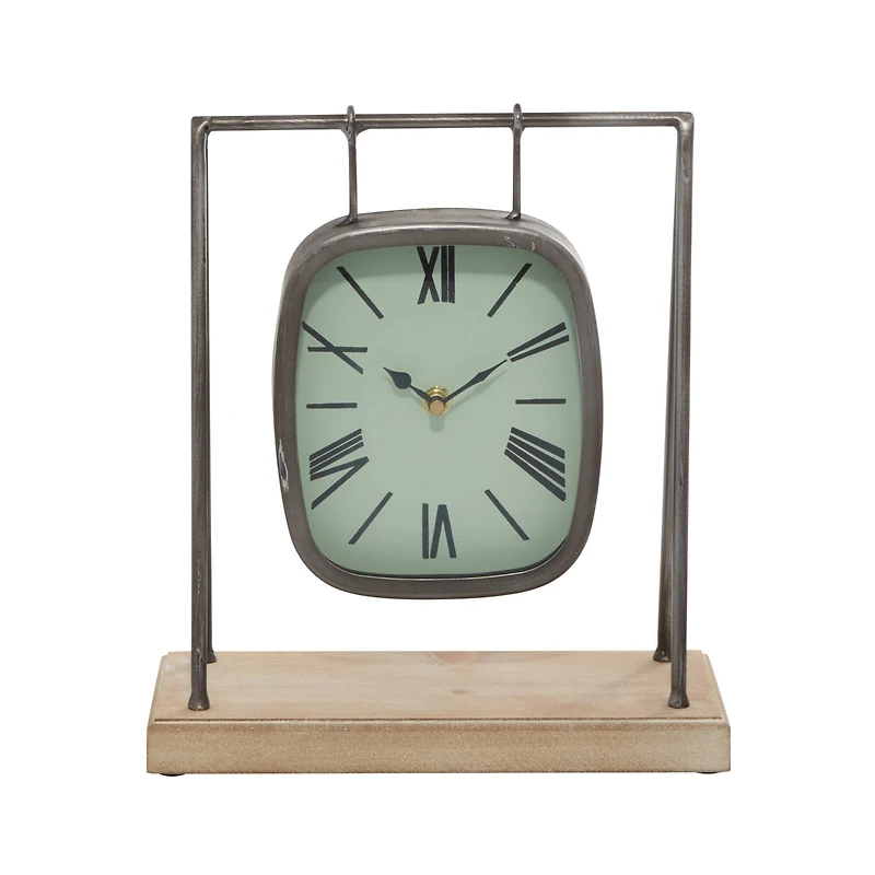 12" Gray Wood Farmhouse Swing Clock