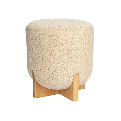 Hello Honey® White Bouclé Fabric Upholstered Ottoman