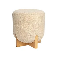Hello Honey® White Bouclé Fabric Upholstered Ottoman