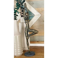 Brass Polystone Modern Sculpture, Yoga 18" x 6" x 4"
