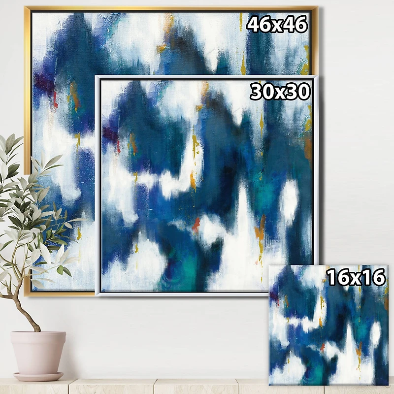 Designart Blue Glam Texture II Contemporary Framed Canvas