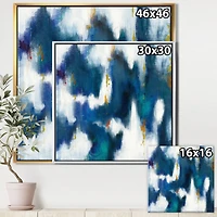 Designart Blue Glam Texture II Contemporary Framed Canvas