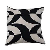 Hello Honey® Black and White Cotton Slub Throw Pillow Cover with Abstract Print
