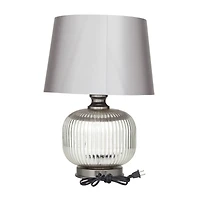 Grey Glass Modern Accent Lamp, 15" x 15" x 21"