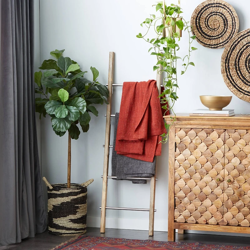 59" Brown Stainless Steel Contemporary Ladder