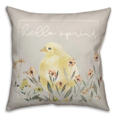 Hello Spring Chick 2 18" x 18" Indoor / Outdoor Pillow