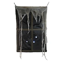 41" Pre-Lit Black & Gray Ghostly Window with Tattered Curtain Halloween Decoration