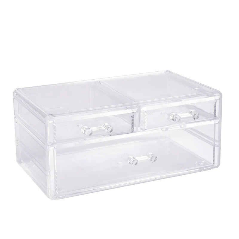 Cecilia Tech 9.5" Clear Stackable 3-Drawer Jewelry Box