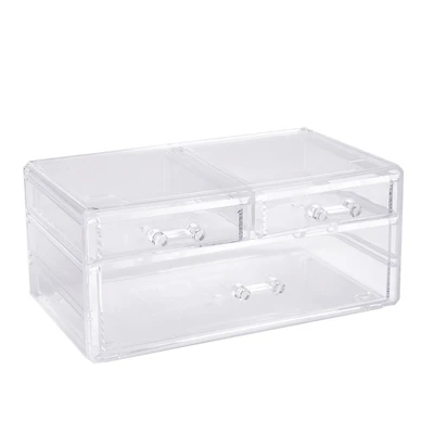 Cecilia Tech 9.5" Clear Stackable 3-Drawer Jewelry Box