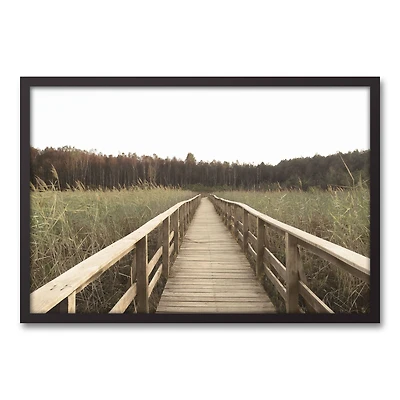 Wheat Field Pathway Black Framed Canvas