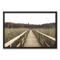 Wheat Field Pathway Black Framed Canvas