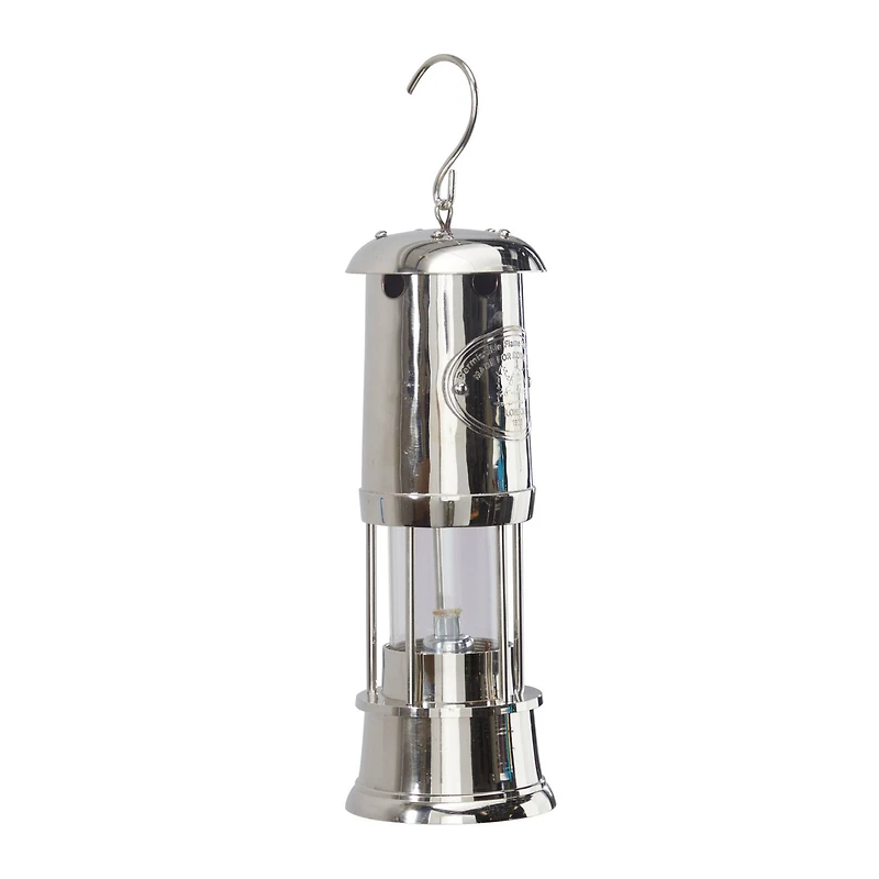 11" Silver Brass Candle Lantern