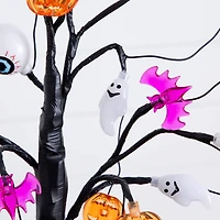 2ft. Pre-Lit Artificial Halloween Eyeballs, Ghosts, Bats & Pumpkins 24 LED Lighted Ornament Tree