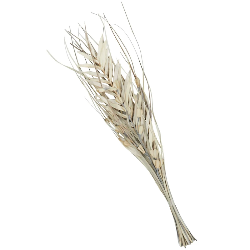 40" Beige & Gray Dried Plant Floral Grass Bouquet Palm Leaf Natural Foliage
