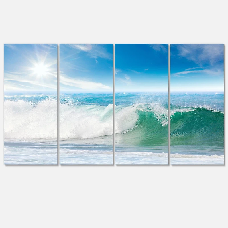 Designart - White and Blue Waves under Sun