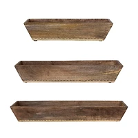 Hello Honey® Natural Hand-Carved Mango Wood Trugs Set