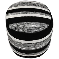 18" Black & White Woven Stripes Outdoor Pouf Ottoman