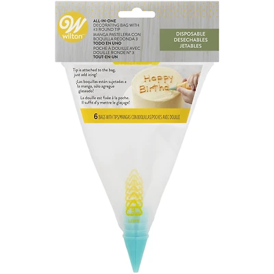 Wilton® All-In-One Disposable Decorating Bag with Round No.3 Tips, 6ct.
