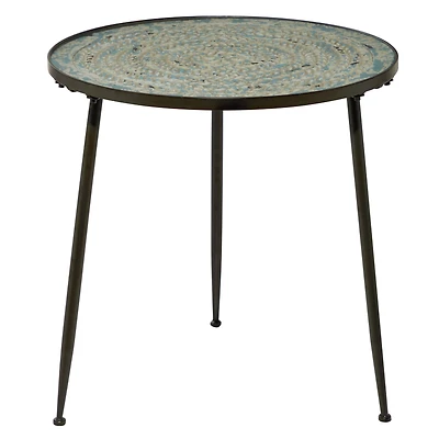 24" Black Vintage Metal Accent Table