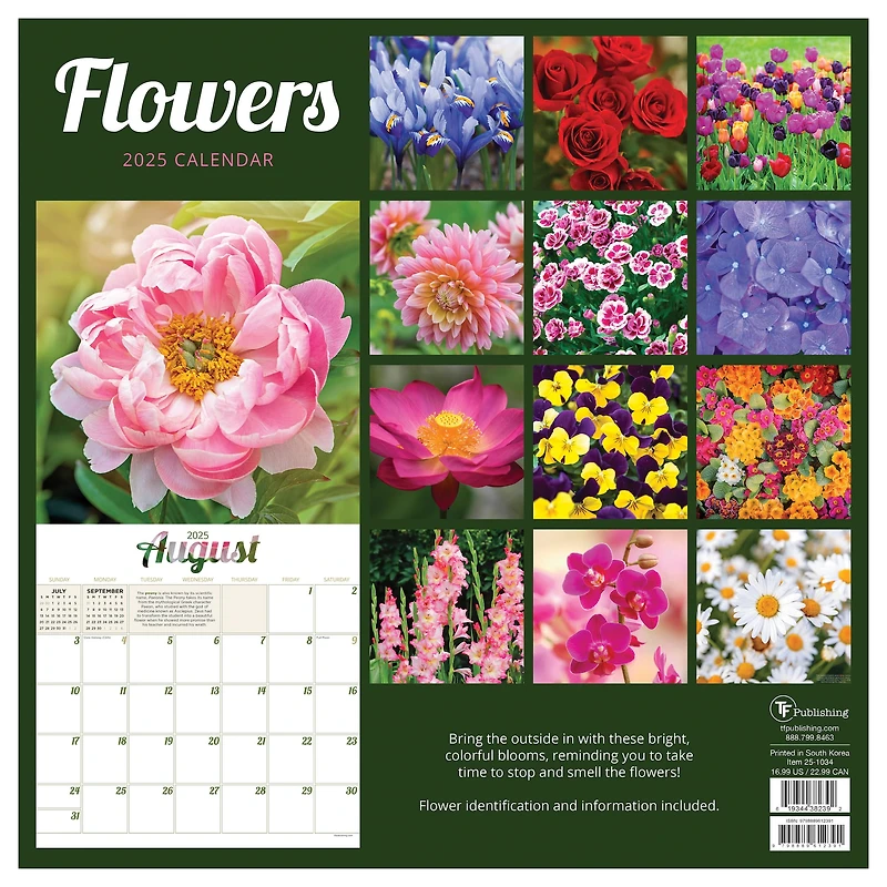TF Publishing 2025 Flowers Wall Calendar