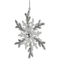 Glitter Snowflakes Christmas Ornaments - 6" - White and Silver - 4ct