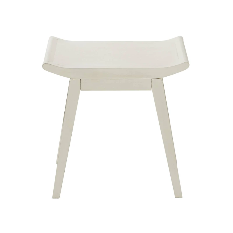 17" White Wood Traditional Stool